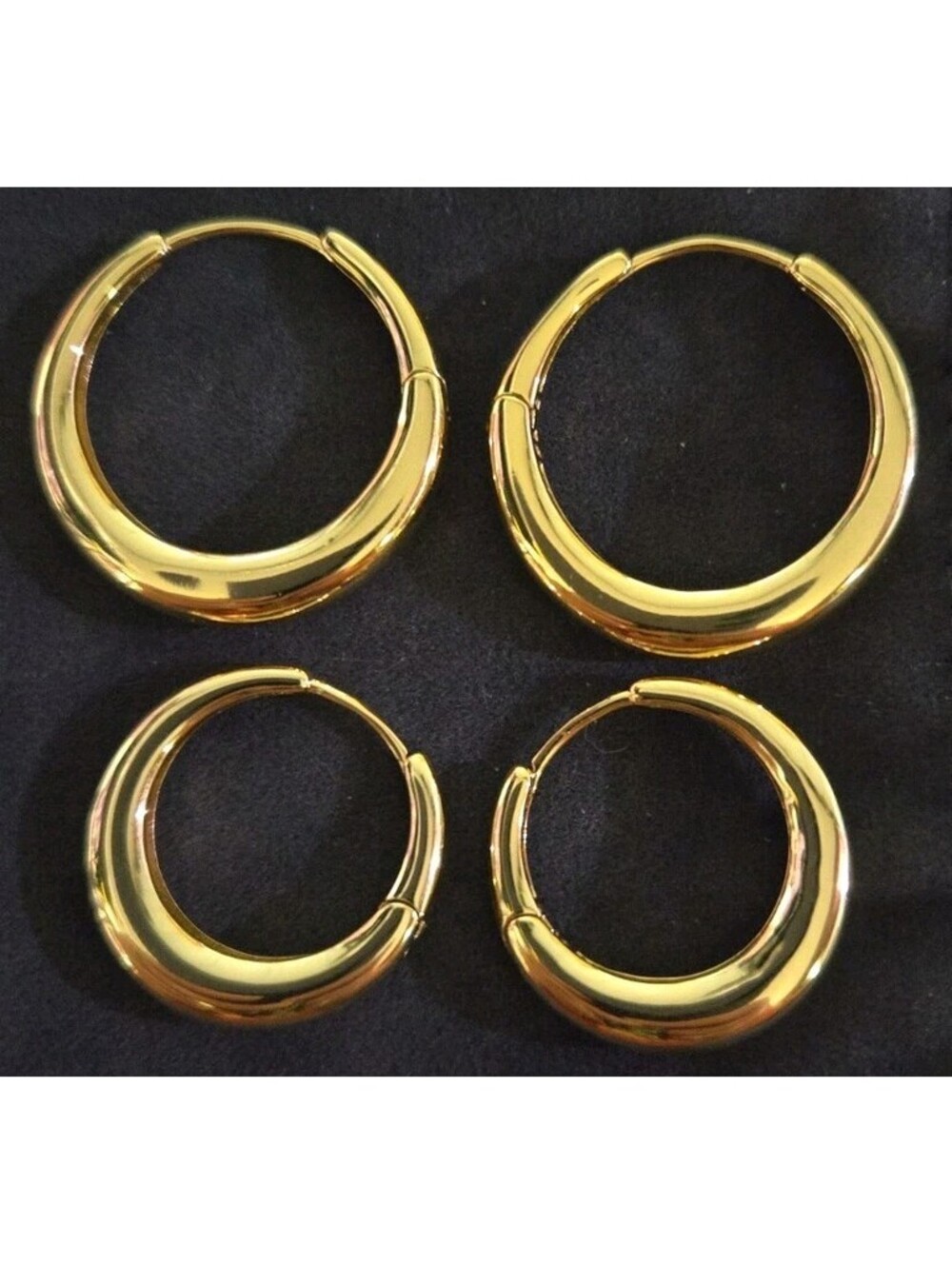 IBB CN Stamped Gold Tone Hoop Earrings 2 Pairs - 1.25 Inch - 1 Inch